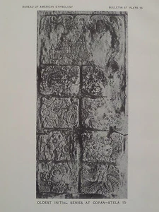 Copán Honduras Glifo Maya Serie Inicial Estela 15 Mesoamericano 1915 - Imagen 1 de 2