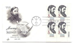 1446 Sidney Lanier ArtCraft blocco di piastre, FDC - Foto 1 di 1