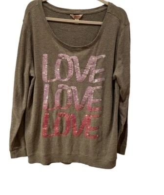 Camisa Arizona Mujer 1X Junior Top Gris Rosa Lavanda Lentejuelas Amor San Valentín Foto 1 de 4