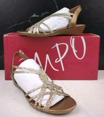 IMPO Roslyn Strappy Wedge Peep Toe Sandal, Platino Bronze, sz 5.5M - Image 1 of 4