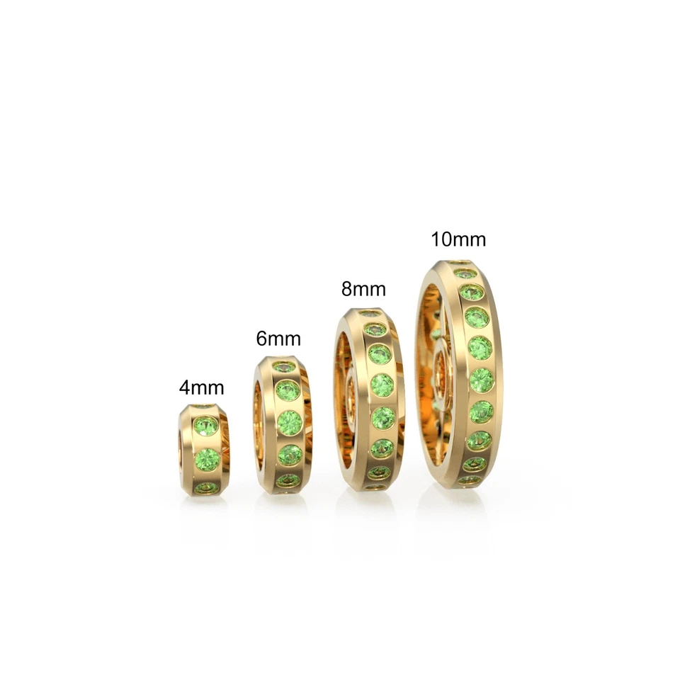 Real Arizona Peridot 18k Solid Gold Eternity Rondelle Wheel Spacer Handmade Bead - Image 1 of 4