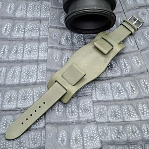 22mm/18mm Vintage Aviator Bund style Watch Band Exotic Leather Minimalist Design - Picture 1 of 13