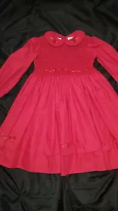 Sarah Louise England Hand Embroidered Smocked Girls Red Dress Size 3 - Picture 1 of 7