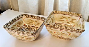 Temp-Tations Tara Presentable Ovenware Old World Cranberry Square Bowls 1+1.5 Qt - Foto 1 di 8