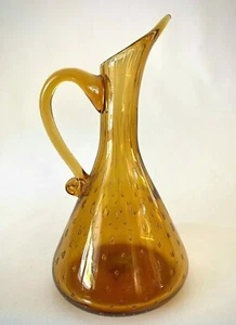 Jarra de vidrio artístico soplada a mano ámbar vintage Empoli - Imagen 1 de 4