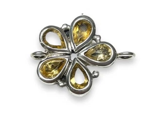 Gorgeous Solid Silver Fancy Box Clasp Faceted Citrine Flower Jewelry Rare - Picture 1 of 8