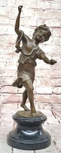 Signed Moreau Bronze Sculpture Statue Kid Dancing Vintage Home Decor Artwork - Picture 1 of 10
