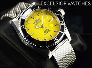 Invicta 47mm GRAND PRO DIVER Miyota Automatic Yellow Dial Silver Tone SS Watch - Picture 1 of 9