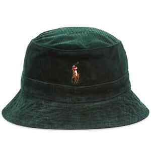Polo Ralph Lauren Mens Corduroy Bucket Hat | Dark Green | S/M | Festival Summer