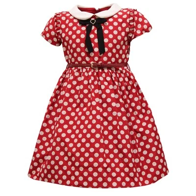 9019Y abito bimba GIRL MONNALISA pois red/white taffettas vestito dress - Image 1 of 4