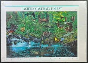 United States, 2000 33c Pacific Coast Rain Forest Sheet, Scott #3378, MNH, ExF - Picture 1 of 3