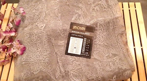 Pair JINCHAN GREY SHEER VOILE PAISLEY DAMASK CURTAIN PANELS 56" X 63" New - Picture 1 of 4