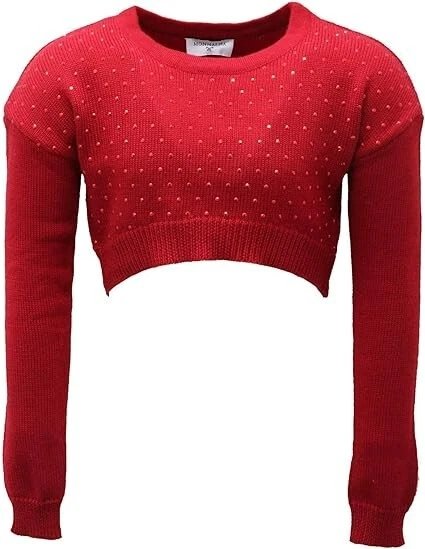 Monnalisa Maglione Bimba Girl Dark Red Studded Knit Shrug Crop Sweater  Sz 8 - Image 1 of 4