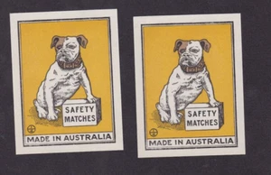  2 Anciennes étiquettes Allumettes de paquet  BN14467 Bulldog Chien  - Imagen 1 de 1
