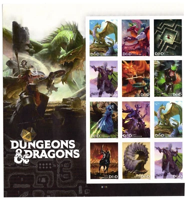 Scott #5909 Dungeons & Dragons Plate Block of 12 Forever Stamps - MNH UV - Image 1 of 2