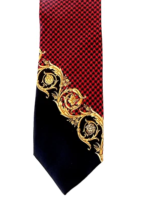 NUEVA CORBATA DE SEDA VERSACE con logotipo de cabeza de medusa barroco/pata de gallo para hombre ITALIA Foto 1 de 4