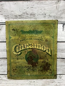 VTG Bangkoh Bay 100% Pure Ground Cinnamon 1979 Advertising Metal Store Sign - Picture 1 of 9