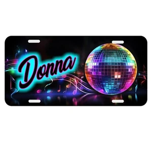 Disco Ball Music Notes Monogrammed License Plate Car Tag Personalized Custom - Bild 1 von 5