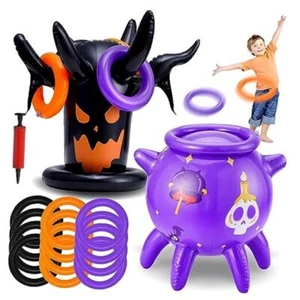 Halloween Ring Toss Game Inflatable Spooky Tree Witch Toss Game for Kids - Picture 1 of 7