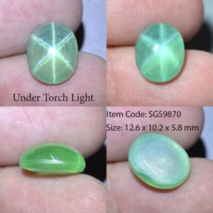 8.50 Ct 12.6x10.2 MM Green Star Sapphire 6 Rays Lab Corundum VDO SGS9870 - Picture 1 of 6