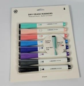 U Brands Low Odor Dry Erase Markers, Medium Point, Assorted Colors, 8 Count B2 - Picture 1 of 2