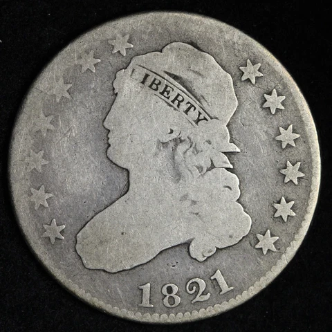 1821 Capped Bust Silver Quarter CHOICE VG E400 KPM Cover