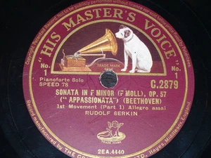 PIANO 3 x 78 rpm RECORDS HMV RUDOLF SERKIN Sonata in F BEETHOVEN Appassionata - Imagen 1 de 1