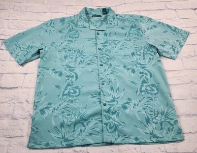 Cubavera PARA HOMBRES TALLA L Dos Tonos Tropical Calce Regular Camisa Hawaiana Botón Foto 1 de 4