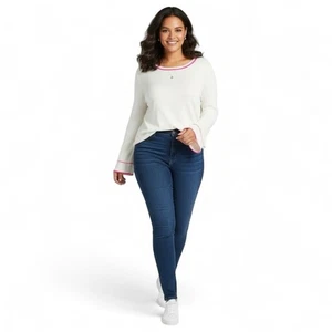 EST. 1946 | Suéter manga campana blanca con ribete rosa talla 18/20 nuevo con etiquetas - Imagen 1 de 12