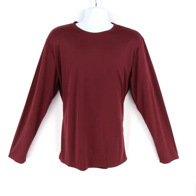 Long Sleeve Activewear Shirt Mens Size L Maroon 100% Polyester Crew Neck - Image 1 of 4