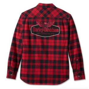 NWT Harley-Davidson Men's Flying Eagle Zip-Up Flannel Red Plaid Shacket 3XL - Picture 1 of 15