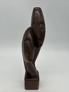 Estatua de escultura artística de cerámica marrón de amantes entrelazados de las Cícladas MCM de colección 1976 - Imagen 1 de 15