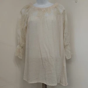 Camicetta stile Cal donna taglia small avorio spalle scoperte contadina top bordo pizzo  - Foto 1 di 13