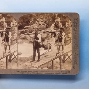 Nikko Stereoview 3D C1900 Japan Lady In Traditional Dress Daiya River - Picture 1 of 3