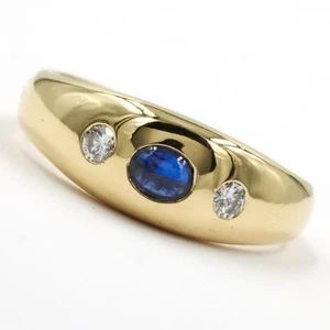 Ring Band mit Saphir Safir Brillanten Diamanten in 18 Kt 750 er Gold 48 Edles - Bild 1 von 12