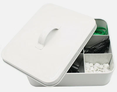 Grey French tea tin, storage tin, store your screws, small tools, washers etc. - Image 1 of 4