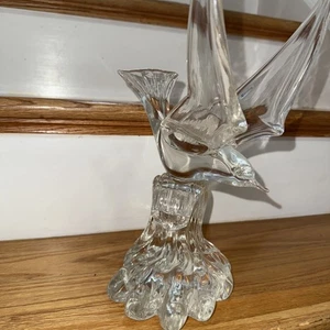 Grande scultura in vetro artistico di Murano soffiato a mano uccellino sopra onde d'acqua firmata - Foto 1 di 7