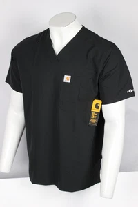 Carhartt Scrubs Top Men's Force Essentials Modern V Neck 3 Pocket Black C16113 - Picture 1 of 4