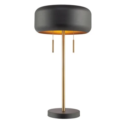 Electric x Novogratz 67347 22" 2-Light Table Lamp, Metallic Dark Gray, Dual P... - Image 1 of 4