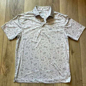Rhoback Mens Golf Polo Island Print Size Small Palm Trees Volcano Surf Rare - Picture 1 of 6
