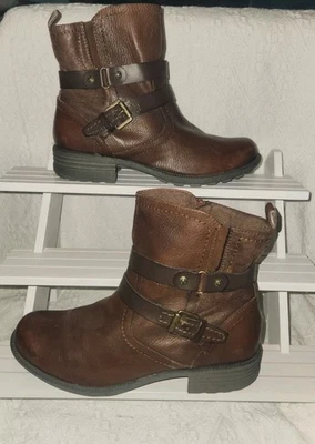 Earth Origins Mujer 10M Cuero Marrón Corte Hebilla Correa Botines Cómodos Foto 1 de 4