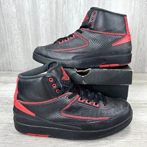 Nike Air Jordan 2 Retro Alternate 87 Black Red Bred Sz 10 834274-001 Bulls 2016 - Picture 1 of 9