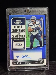 2023 Contenders Optic #141 Zach Charbonnet RC Blue Prizm Rookie Ticket Auto /75 - Picture 1 of 6