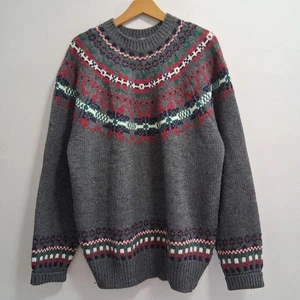 Allen Solly Herren 100 % Wolle dicker schwerer Strick Fair Isle Winter Vintage Pullover Größe XL - Bild 1 von 7
