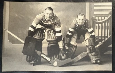 1929-30 NHL Hockey HOF Goalie Roy Worters NY American RPPC Postcard Benny Grant - Image 1 of 4