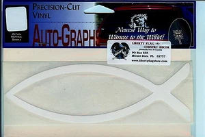 Christian Ichthus "Fish" Religious White Auto Graphs Brand Vinyl Window Decal - Picture 1 of 1
