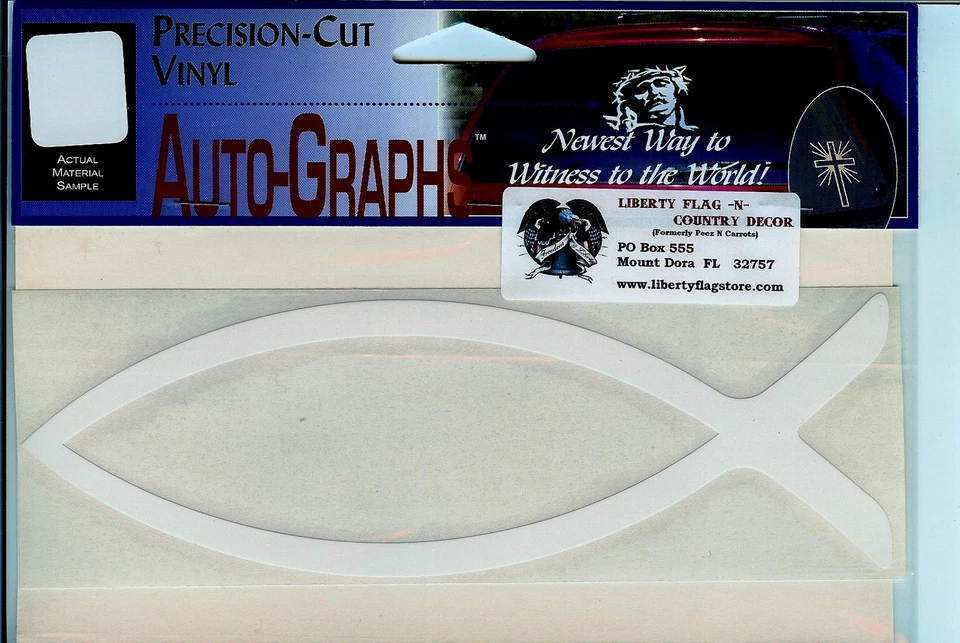 Calcomanía de vinilo para ventana Christian Ichthus "Pez" religiosa blanca gráficos automáticos marca Foto 1 de 1