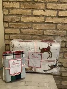 Pottery Barn Kids Heritage Santa Twin Quilt Sham Christmas Bedding Set New - Picture 1 of 3