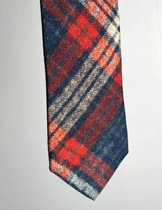 Suitsupply Wool Silk Blend Neck Tie Red Blue White Plaid Slim 3" x 59" - Picture 1 of 6