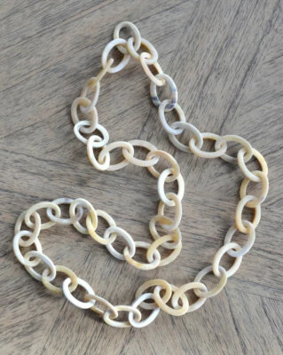 camilieri Horn Büffelhorn Halskette Kette natur beige creme matt Hornkette NEU - Bild 1 von 3